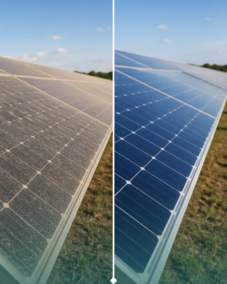 Sobre Antes Depois Painel Solar Limpo